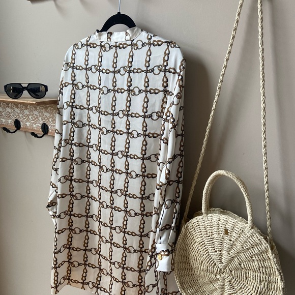 Zara chain link cream gold blouse Xl - Picture 6 of 9